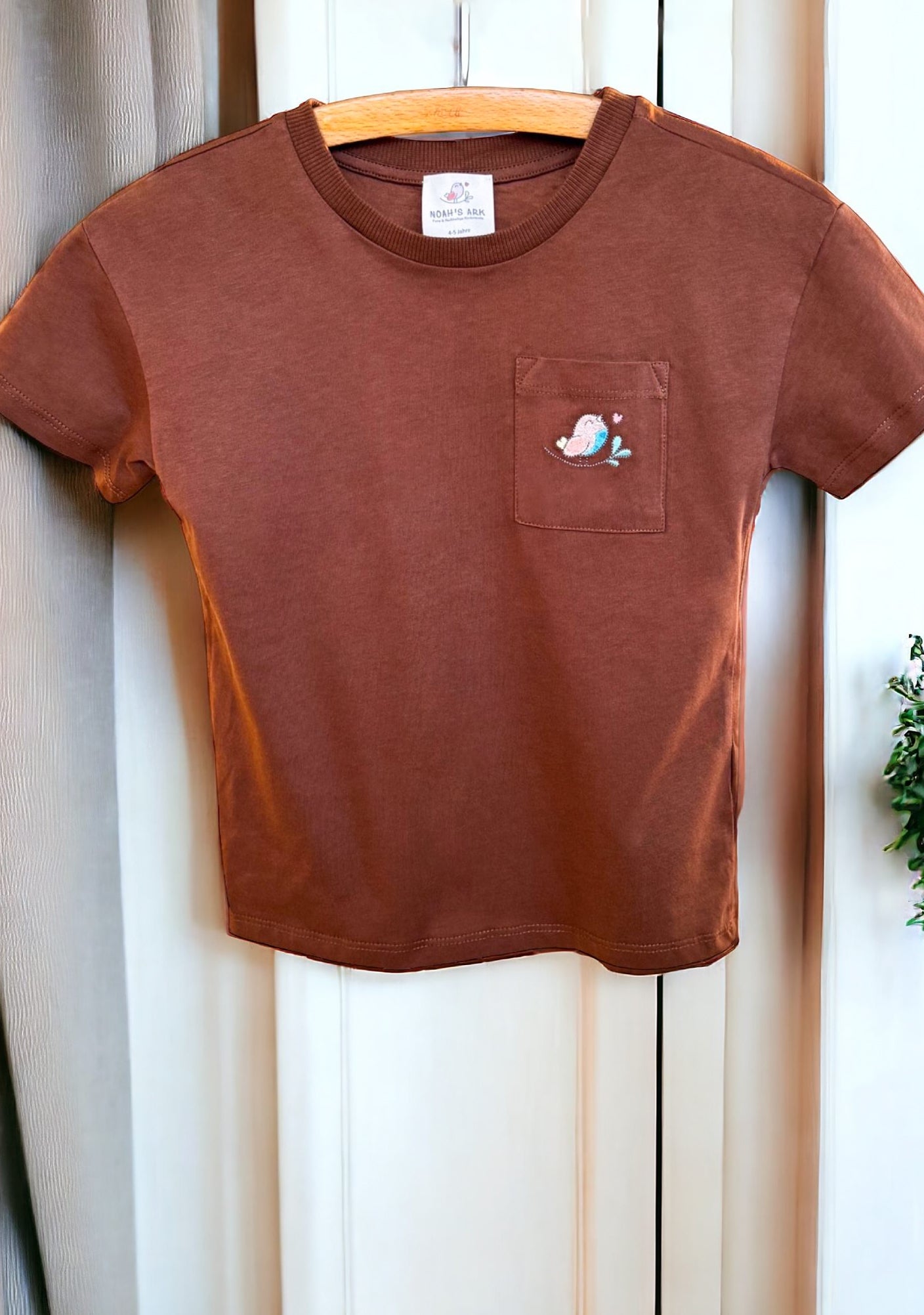 T-Shirt mit Brusttasche Kastanienbraun aus Baumwolle