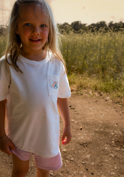 T-Shirt mit Brusttasche Naturweiß aus Baumwolle